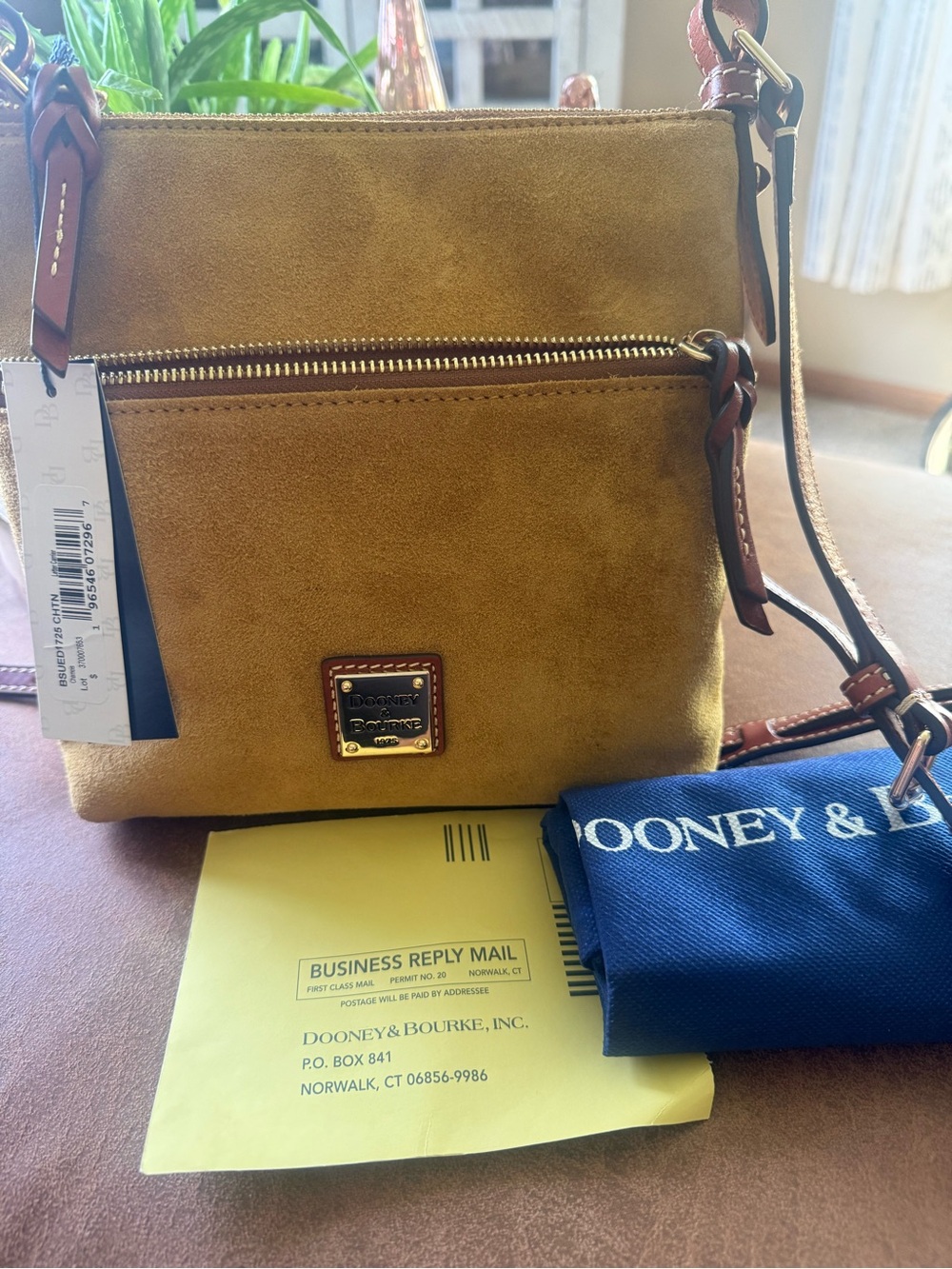 Dooney & Bourke Suede Crossbody with Leather Trim Letter Carrier NWT